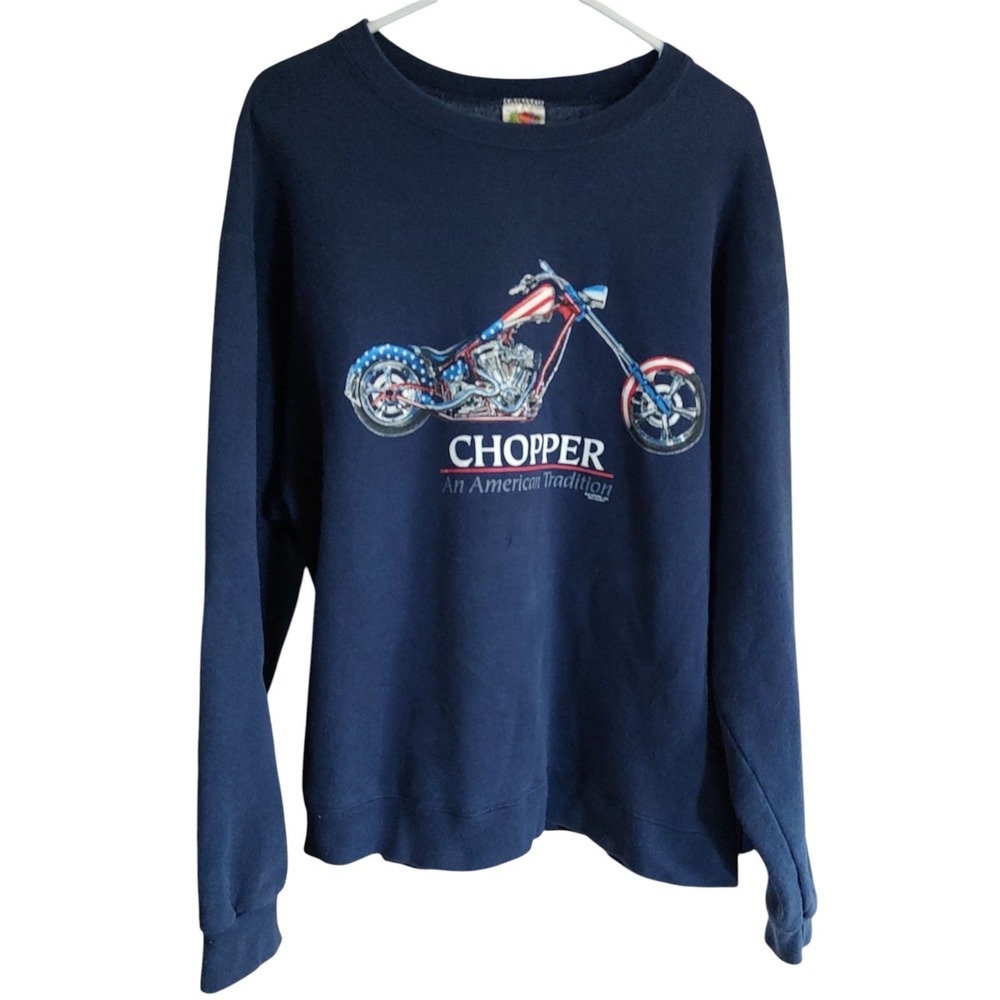 Vintage Motorcycle Choppers Crew Neck Sweatshirt An American Tradition Large SEE